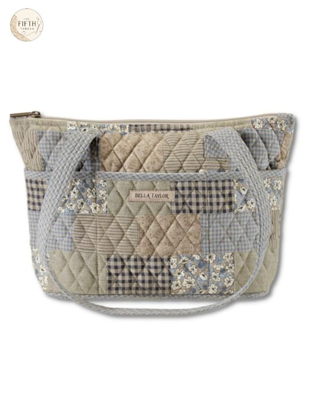 Quilted Cotton Shoulder Tote Bag Lightweight Women's Purse with Pockets